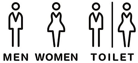 Panneau de Porte de Toilette, Panneau de Salle de Bain pour Homme et Femme, Autocollants muraux pour WC, Panneau de Toilette en Acrylique Auto-adhésif, Panneau de Porte de WC Unisexe pour sa