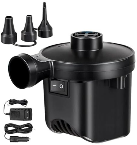 Elektrische Luftpumpe, Luftpumpe für luftmatratze, Luftpumpe Elektrisch, 2 in 1 Inflate und Deflate Elektrische Pump mit 3 Luftdüse für aufblasbare Matratze,Boot,Schwimmring,Luftmatratze Pool