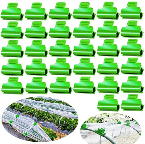 Wopanxye 32pcs Greenhouse Frame Clips, 25mm Fixed Greenhouse Pipe Clamp Shading Film Row Tunnel Hoops Windproof Set for Greenhouses Plant Frame Shelter Netting Cover Replacement, for 24-26mm PVC Tubes
