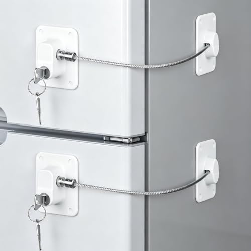 AYESY Blocco di Sicurezza Della Finestra per Bambini, 2 PZ Blocca Cassetti Senza Chiave Blocco a Combinazione Chiusura Cassetti per Porte Finestra Frigorifero con Adesivo Limitatore Apertura Finestra