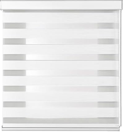 Tenda a Rullo NIGHT AND DAY Doppio Strato Giorno e Notte Premium Con Cassonetto Bianco E Catenella In Alluminio Tenda Per Finestra o Porta Protezione Solare Varie Misure E Colori (Bianco001, 160x300)