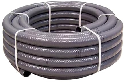 PVC Poolflex Klebeschlauch 50 mm, Druckschlauch, 5 bar, 6 Meter grau | Fitting-Set für Poolverrohrung mit allen Varianten, Winkel 45° 90°, Muffe, Kugelhahn,Rückschlagventil,Kreuzstück,PVC-U Rohr