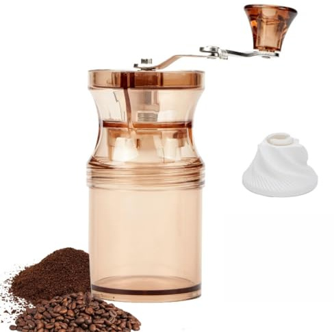 Macinacaffè manuale con macina in ceramica, opzione manuale per macinare spezie, piccolo polverizzatore per caffè, leggero, per uso interno ed esterno (trasparente)