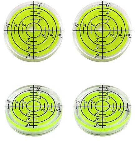 LAINIKE Lot de 4 niveaux à bulle, diamètre : 32 mm, petits, niveau à bulle, mini niveau à bulle, pour camping-car, avec graduation, niveau bulle, niveau spirituel, niveau spirituel, pour camping