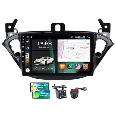 Generico Android 13 Car Play Radio per O-pel Corsa E 2015-2019/Adam 2013-2016 Touch Screen da 9 Pollici Android Auto con FM RDS Dab+ Radio/DSP/WiFi/comandi al Volante/+ DVR Telecamera Posteriore