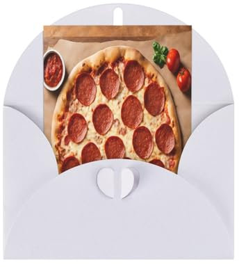 Premium-Grußkarten mit 3D-Pizza-Pfeperoni-Druck, mit weißen Umschlägen, schimmernde Geburtstags-, Weihnachts- und Hochzeitskarten, innen blanko.