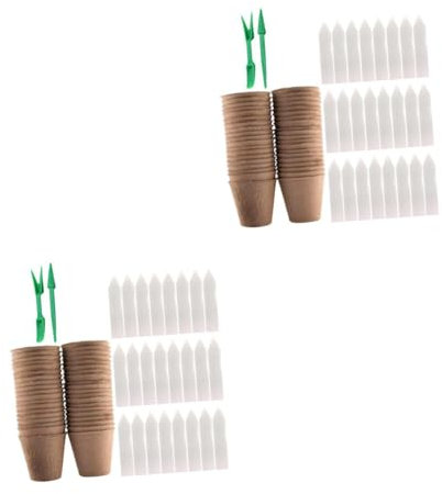BESTonZON 2 Sätze Kindergartenbecher-Set Anlage wachsend drinnen Etiketten Hydroponik Gärtnereibecher bepflanzen kleine Starter-Töpfe Kinderzimmer Tasse Sämlingsbecher recycelter Zellstoff