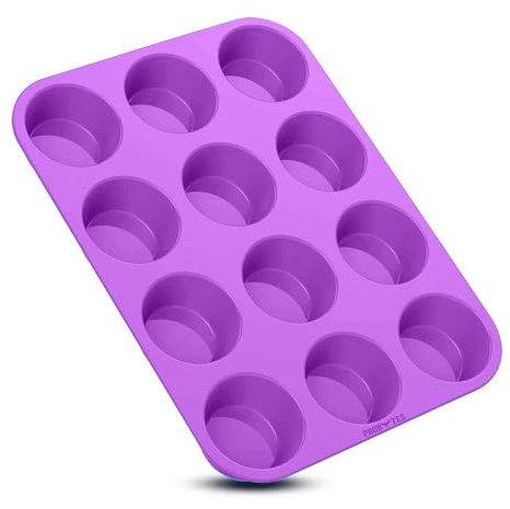 ProBytes 12 Cups Silicone Muffin Tray Cupcake Fairy Cake Brownies & Yorkshire Pudding Mould Tray Non-Stick Baking Tray/Tin Dessert Safe Cakes Frezzing Yorkshire Pudding Flexible Heat-Resistant