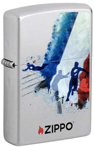 Zippo Briquet tempête Rugby, Chrome satiné, Image Couleur, Rechargeable, réutilisable, Design Coupe-Vent, boîte Cadeau, fabriqué aux États-Unis