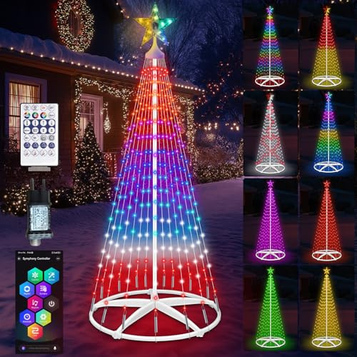 310 LED Weihnachtsbaum, RGB Tannenbaum Lichterbaum Weihnachtsdeko mit Timer, Helligkeit,Musikmodus, Fernsteuerung/APP DIY Lichterkette Weihnachtsbaum für Garten Balkon Weihnachtsdeko