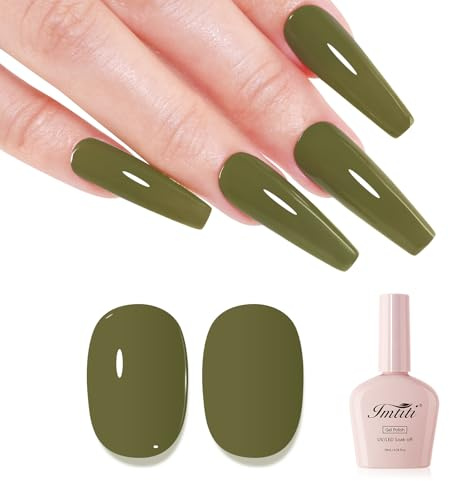 Imtiti Grün UV Nagellack, Oliv Grün UV Gel Nagellack Soak Off Led Gel Nail Polish Herbst Winter DIY Nagel Kunst Starter Maniküre Salon Gellack 10ML