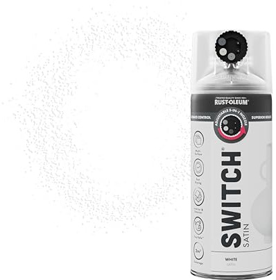 Rust-Oleum Switch 5 in 1 Nozzle Multi Surface Topcoat Decorative Spray Paint Aerosol 400ml White Satin Finish