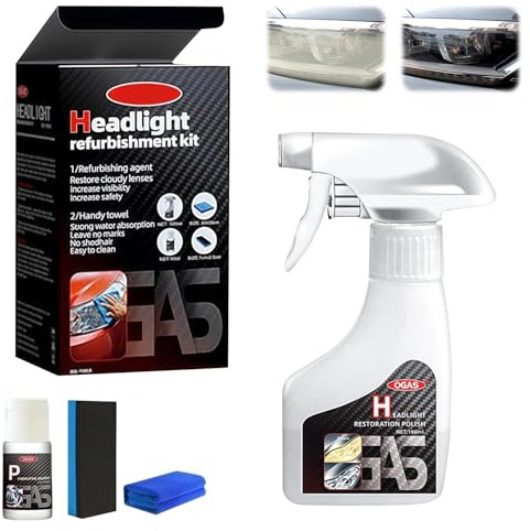 180ml Scheinwerfer Aufbereitung Set, Auto Scheinwerfer Politur Spray, Scheinwerfer Polierset, Flüssiges Scheinwerfer-Reparaturmittel, Headlight Restoration Kit für Reinigt Poliert VermatteteVergilbte