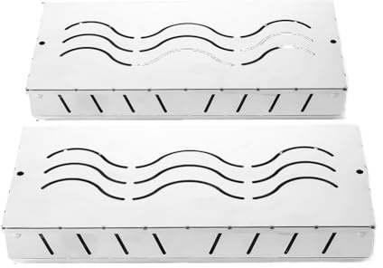 Lawnoval Lot de 2 boîtes à copeaux de bois en acier inoxydable pour barbecue, 24,5 x 11,7 x 5,5 cm et 23 x 10 x 4,5 cm, pour fumer la viande sur le gril, compatible avec les barbecues d'extérieur