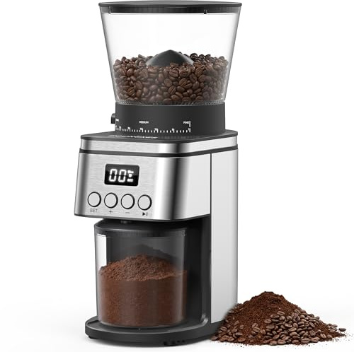 Conical Burr Coffee Grinder, Electric Coffee Grinder with Adjustable Settings, Conical Burr Mill with Easy-Clean Design – for Espresso, Drip, French Press & Cold Brew