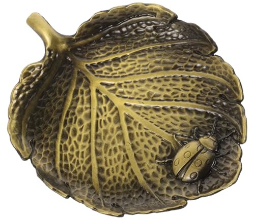 TOYANDONA Encrier en Cuivre Décoratif Vintage Motif Insecte et Feuille, Récipient D'encre Compact pour Calligraphie Chinoise, Plaque D'encre Métallique Résistante et Portable, Accessoire