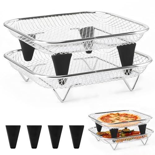 Accesorios para Airfryer, Accesorios para Freidora de Aire Caliente Angular, Rejilla Apilable para Airfryer para Freidora de Aire Caliente, Rejilla para Air Fryer de Acero Inoxidable 304, Inserto para