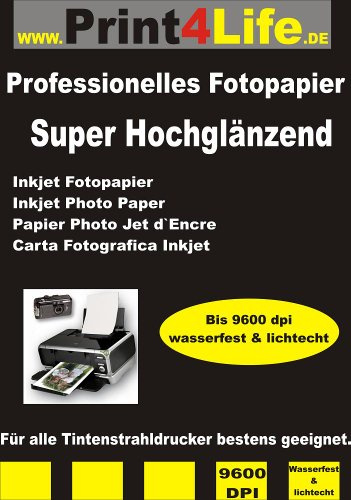 Premium Fotopapier 100 Blatt 13x18cm 265g/qm Highglossy hochglänzend wasserfest . Das Foto Glossy Papier ist perfekt geeignet für fotorealistische und digitale Ausdrucke mit brillianter Farbwiedergabe. Das Papier kann bis zu 19200 DPI bedruckt werden