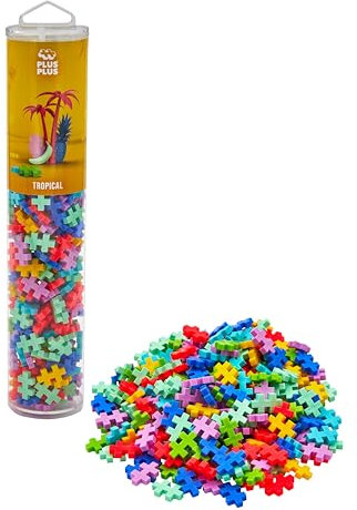 Plus-Plus 9604261 Geniales Konstruktionsspielzeug, Tropical, Kreativ-Bausteine Tube, 240 TeilePlus Plus PP4261 Konstruktionsspiel, Mehrfarbig, Mini, Tropisch