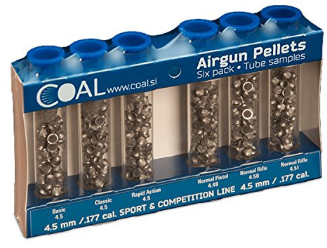 Coal Diabolo Set Hunting & Field 4,5 mm – 240 Luftgewehrkugeln Spitz- & Rundkopf, 6 Sorten im Röhrchen-Set, geriffelter Schaft, für Training & Schießsport Test Set