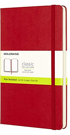 Moleskine Classic Notebook, Taccuino con Pagine Bianche, Copertina Rigida e Chiusura ad Elastico, Formato Large 13 x 21 cm, Colore Rosso Scarlatto, 240 Pagine