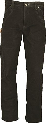 Fuente Lederhose Herren/Damen lang - Lederjeans- Echt Leder, Lederhose Jeans 501 Schwarz- Motorrad Lederjeans- Zimmermannshose Leder- Reithose Leder (30, Schwarz)