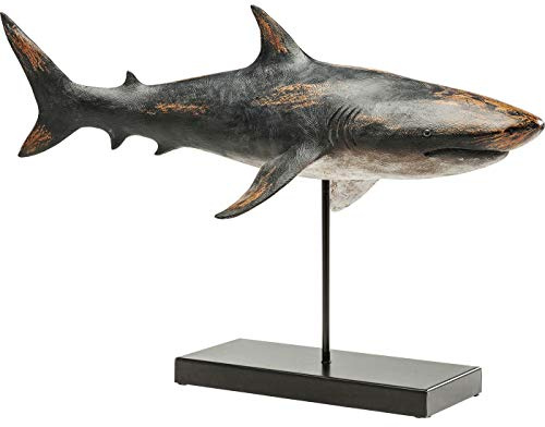 Kare Design Figura Decorativa Shark Base, grigio/bianco, accessorio casa mare, animale marittimo, idea regalo, 39x59x24 cm (A/L/P)
