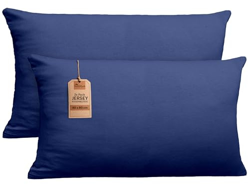 NatureMark 2er Set Jersey Kissenbezüge – Elastisch, weich, atmungsaktiv und hautfreundlich – Waschbare Kissenhülle - 40x80 – Navy Blau