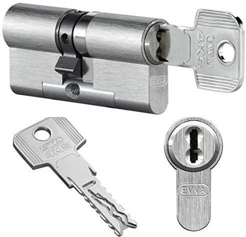 EVVA 4KS Doppelzylinder mit 4 Schlüssel, Länge (a/b) 31/71mm (c=102mm) Länge a=31mm mit KZS, Bohr-u. Ziehschutz KZS einseitig, Not-u. Gefahrenfunktion BSZ, modulare Bauweise SYMO