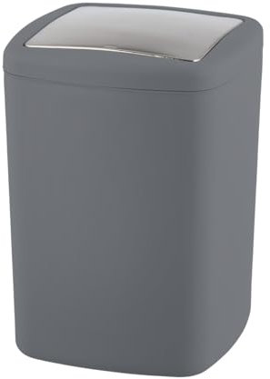 WENKO Schwingdeckeleimer Barcelona L, 8,5 Liter Fassungsvermögen, großer Eimer mit Deckel für Küche, Bad und den gesamten Haushalt, aus Spezialkunststoff, BPA-frei, 20,5 x 28,5 x 20,5 cm, Anthrazit