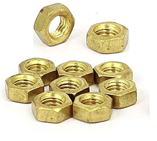 Merriway BH06809 (40 Pcs) Solid Brass Hex Full Nuts M4 - Pack of 40 Pieces