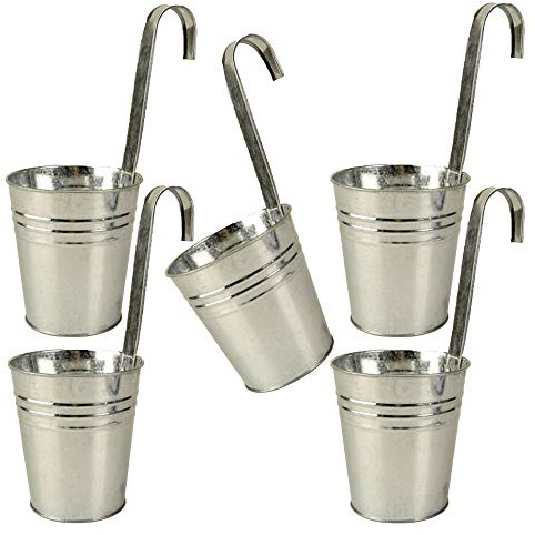 trendsforever 5er Set Hängetöpfe Zink in der Farbe Zink/Silber für Balkon und Garten Blumentopf hängend Metall