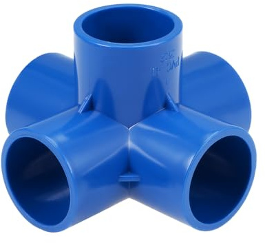 sourcing map 5 Vías PVC Conector 32mm Interior Diámetro Azul 2 Piezas | Codo PVC de 90 Grados de Forma en T para Tubería de Agua, Reductor de Tubería de Acoplamiento