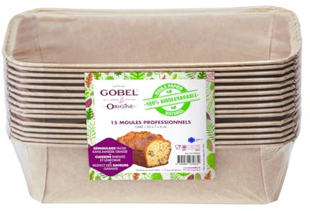 Gobel - Pack de 15 Moldes para Tartas Profesionales - Moldes de Papel Natural Desechables 100% Biodegradables - Aptos para Horno, Nevera, Congelador - Fáciles de desmoldar