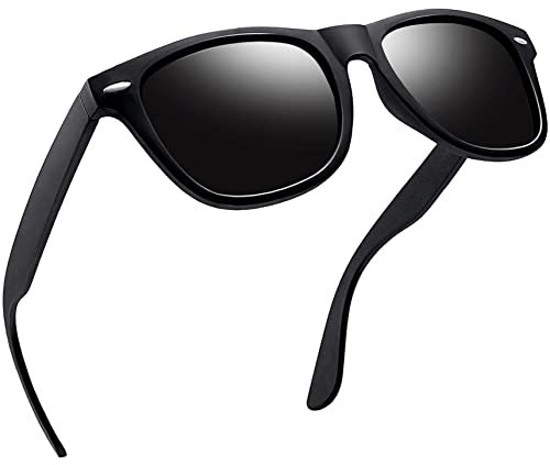 Joopin Fashion Square Solglasögon Herr Polariserade Retro Rektangulära Solglasögon UV400 Dam Spegel Stor Polarized Sunglasses for Men and Women för Utomhus Vandring Fiske Golf Matt Svart