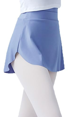 Daydance Blue Women Ballet Skirt Pull On Opaque Bullet Point Skirt for Dancing