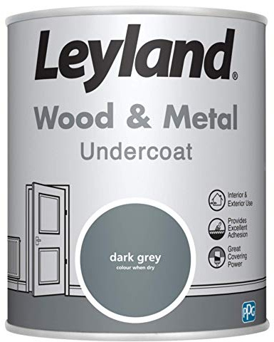 Leyland - Wood & Metal Undercoat Paint - Dark Grey - 750ml | Satin Finish, Basecoat for Interior & Exterior Wood & Metal, Provides Excellent Adhesion, Great Covering Power