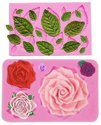 Große 5 verschiedene Größen Rosenform, Silikon-Rosen, Blumen und Blätter, Fondant-Formen für Süßigkeiten, Schokolade, Zuckerwerk, Kuchendekoration, Cupcake-Topper, Basteln, Rosenblatt-Harz-Form