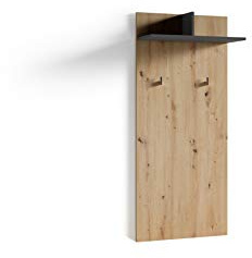 byLIVING Wandpaneel Ben, Artisan Eiche-Optik, 2 Kleiderhaken | hellbraun, Hutablage, Flurgarderobe für die Wand, B 60, H 136, T 27 cm