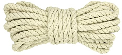 Cordón de algodón Cuerda Gruesa para macramé Arco Iris DIY Set 12 mm x 10 m Cuerda de Punto Beige