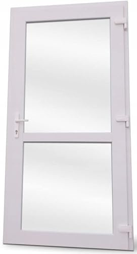 Otwarte PVC Außentür. PVC-Tür für Geschäft, Balkon, Haus, Wirtschaft. 4 Farben: Anthrazit, Goldeiche, Walnuss, weiß (90x210 Rechte Tür, weiß)