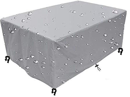 Abdeckung für Gartenmöbel Multi-Größe Abdeckhaube für Gartenmöbel 200x120x75cm Rechteckige/Quadrat Sitzgarnituren Regenschutz und Staubfest AntiUV Schwerlast 420D Oxford Gewebe Schutzhülle Silber-Grau