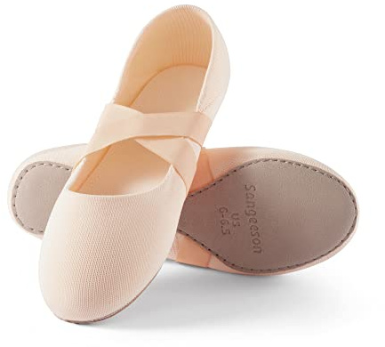 SANGEESON Ballet Shoes for Women(Leather Full Sole, Arch Support, Breathable), Jazz Shoes, Ballerina Shoes, Dance Shoes Women for Beginner, X, Size 9-9.5, Pink