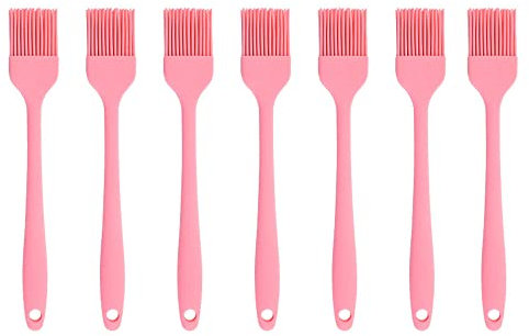 Spazzola in silicone, spazzole per pasticceria e pasticceria, cottura in silicone, barbecue da forno per pasticceria, olio per miele/salsa (7 pezzi, rosa)