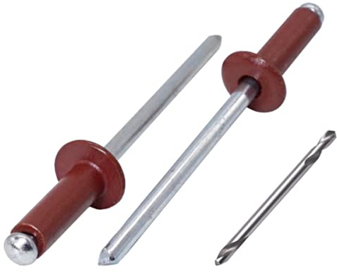 SKIR'CO (100 Stück) Blindnieten lackiert 4,0x10 mm, Aluminium Popnieten, Bohrer enthalten (Oxidrot RAL 3009)