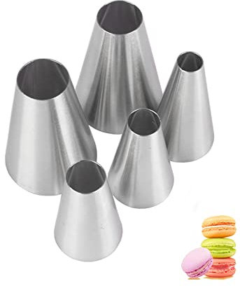 Large Round Piping Nozzles,Piping Nozzle Set for Macarons,Round Frosting Tips Cream Icing Nozzles for Cupcakes Cookies Cake Baking Supplies,5 Pcs