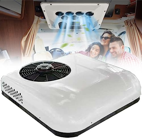 USEBEM 12V/24V DC RV Aire Acondicionado Aparcamiento Aire Acondicionado Cool Rooftop DC Unidad RV para CamióN RV Barco AutomóVil Camper Travel Trailer,White-24V