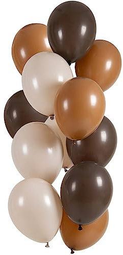 Folat 25117 Luftballons Set Latex - Mocha Chocolate 33cm - 12 Stück - Für Geburtstag und Party Deko, Braun