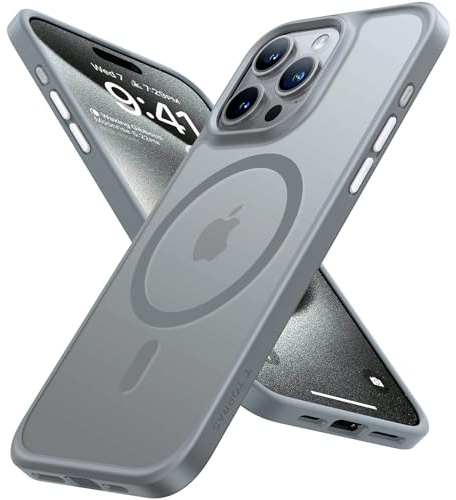 TORRAS Guardian-Mag für iPhone 15 Pro Max Hülle für Magsafe, Grau | (TOP Militärschutz & Magnetkraft) Extrem Haltbarkeit Hülle iPhone 15 Pro Max Case Stoßfest Samtige Touch Dünn Handyhülle