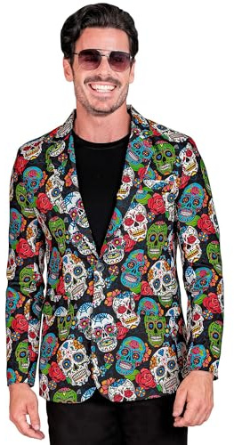 W WIDMANN MILANO Party Fashion - Jackett Herren, Schwarzlicht | Anzugjacke mit Leuchteffekt unter UV-Licht, für Halloween, Mottoparty, Karneval